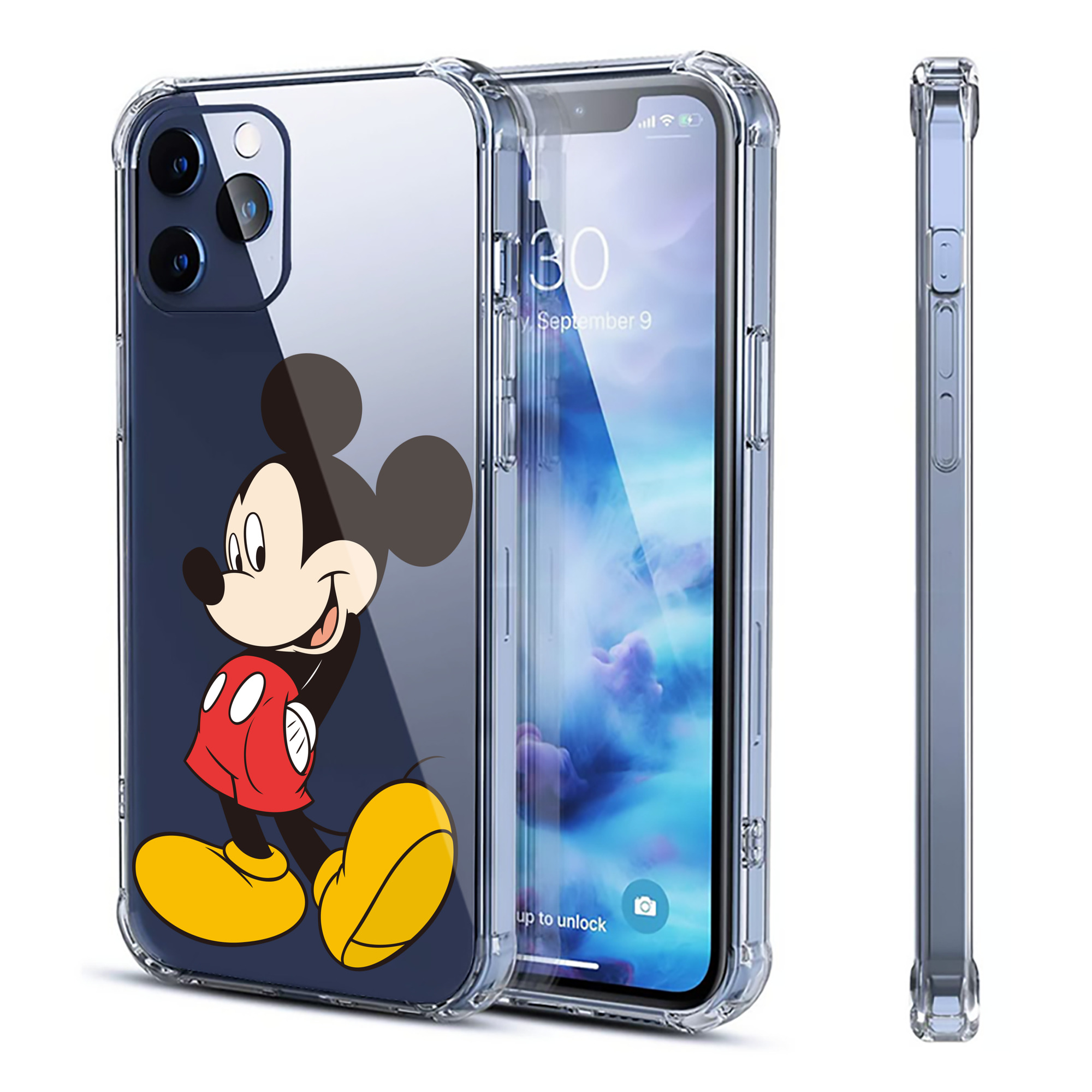 （画像用） ミッキーマウス Mickey Mouse 【iPhone 12シリーズ対応】透明スマホケース（クリアソフトケース）